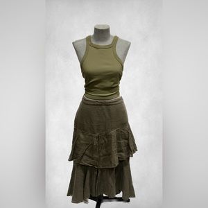 NWT Zara Olive Green Boho skirt